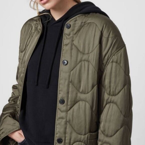 All Saints Hayes Quilted Jacket - Size XS Olive Green - Picture 2 of 15